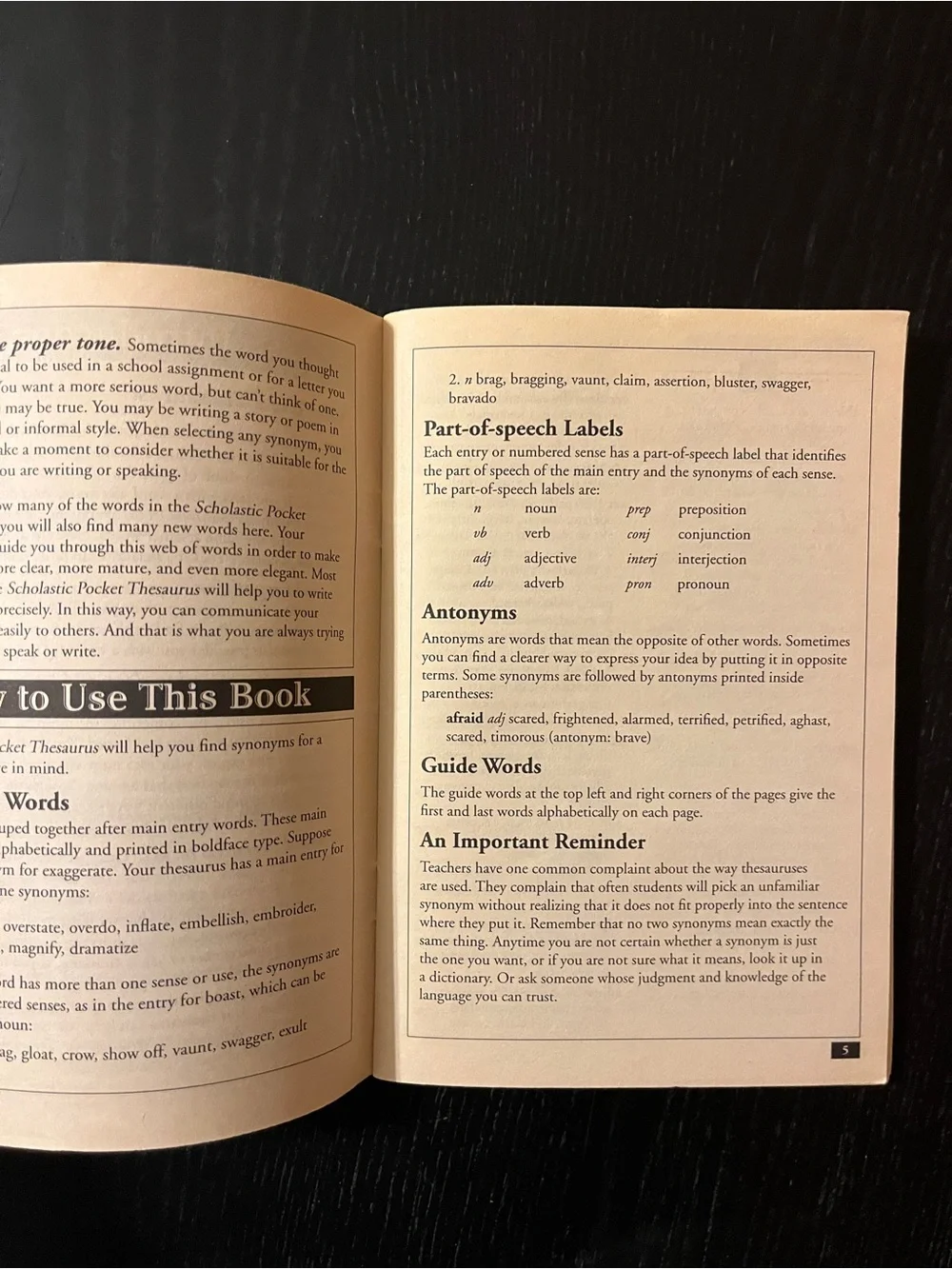 Scholastic Pocket Thesaurus Special Abridged Edition Paperback Book